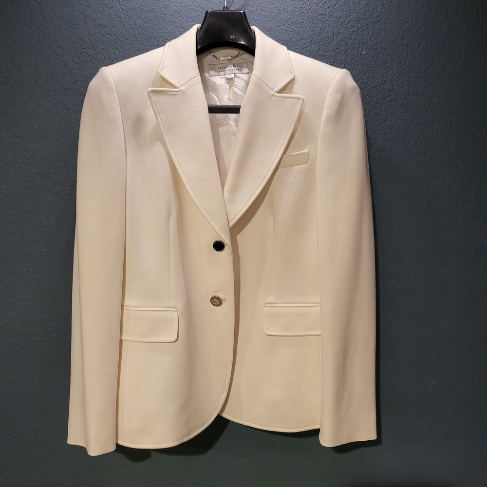 Tahari ASL Ivory White Structured Blazer 10